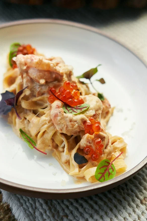 Паста с форелью в сливочном соусе